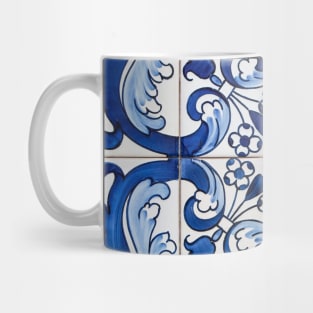 Antique Classic Lisbon Blue Azulejo Tile Floral Pattern Mug
